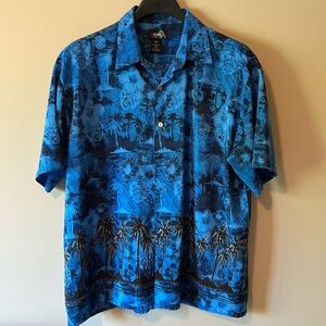 Alpine Men Hawaiian Print Button Up Shirt Size XL